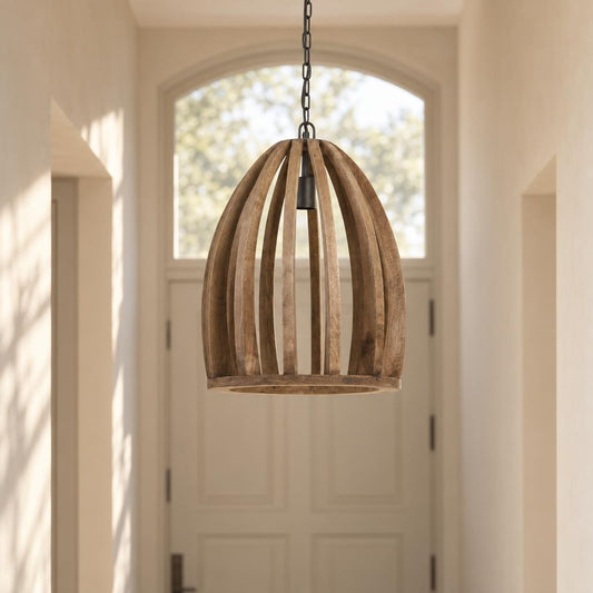 Viseća lampa Haranka od smeđeg drva Light & Living – ambijentalna fotografija