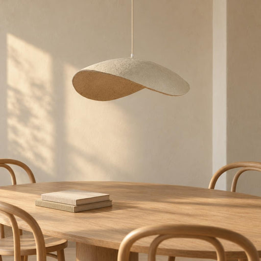 Oválné závěsné svítidlo Light & Living Lonia z papíru – fotografie v interiéru