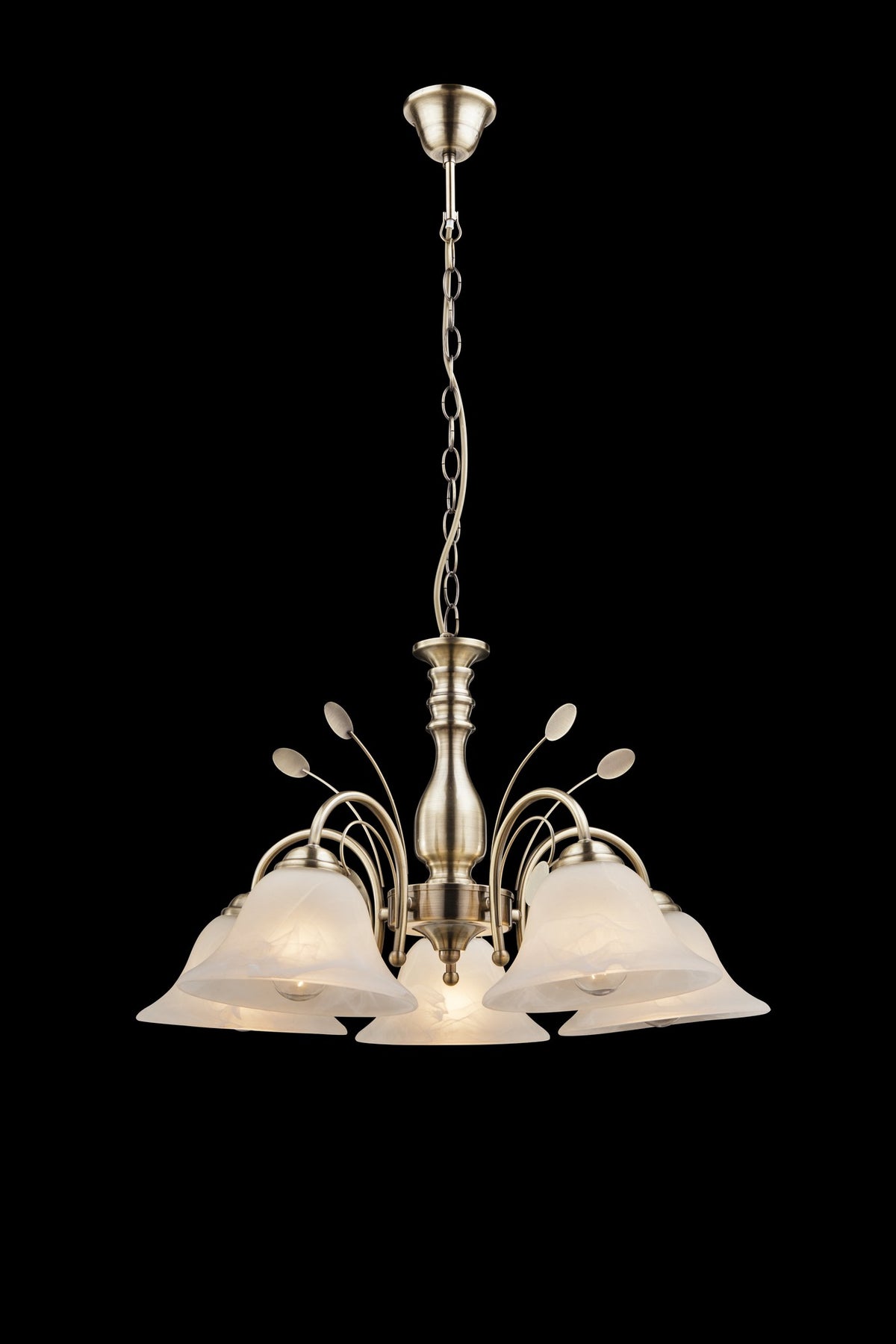 Grande lampadario di vetro color ottone – immagine 1