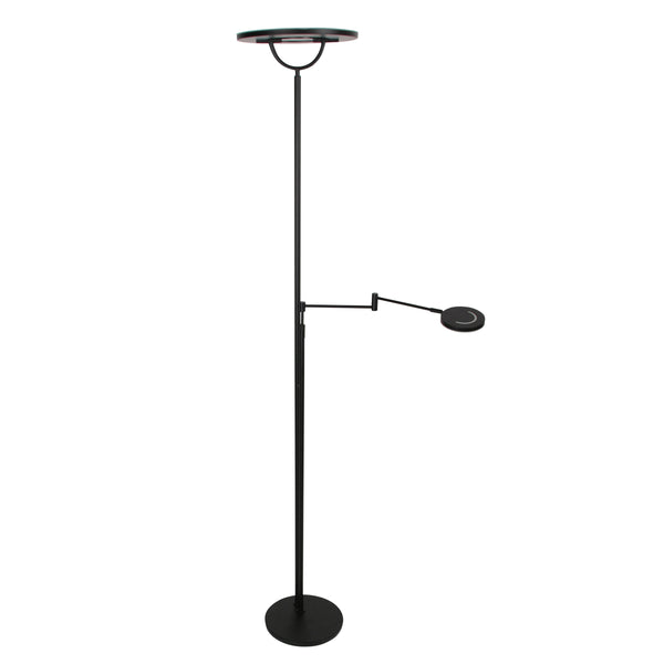 Candeeiro de pé preto LED Soleil 2 com uplight