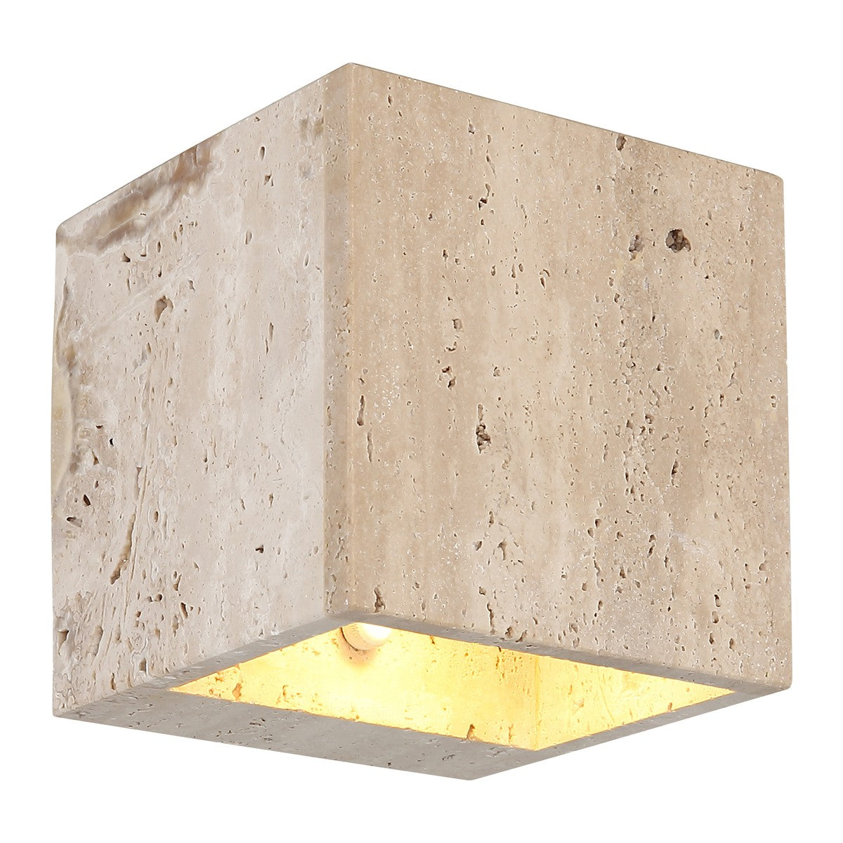Stredne veľká biela travertínová LED nástenná lampa