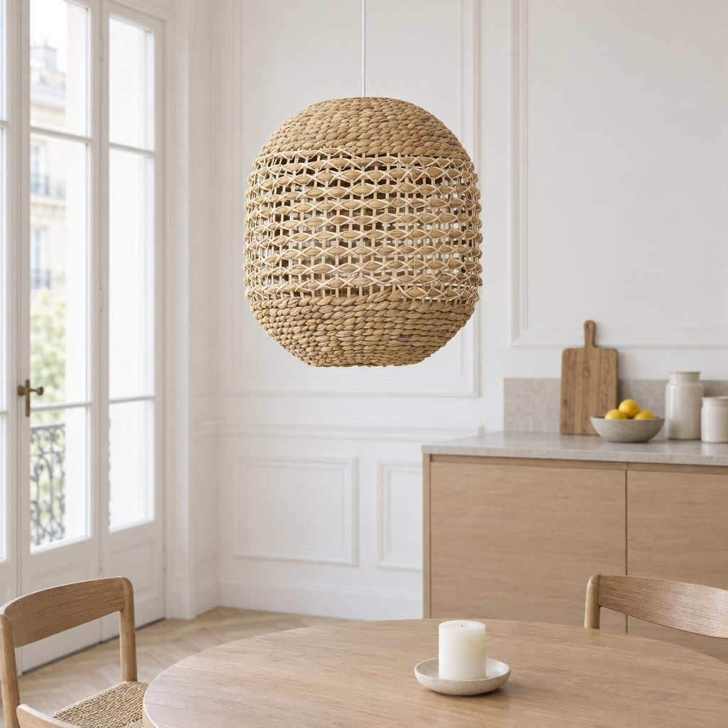 Ratanová závesná lampa Tripoli Light & Living – fotografia v interiéri
