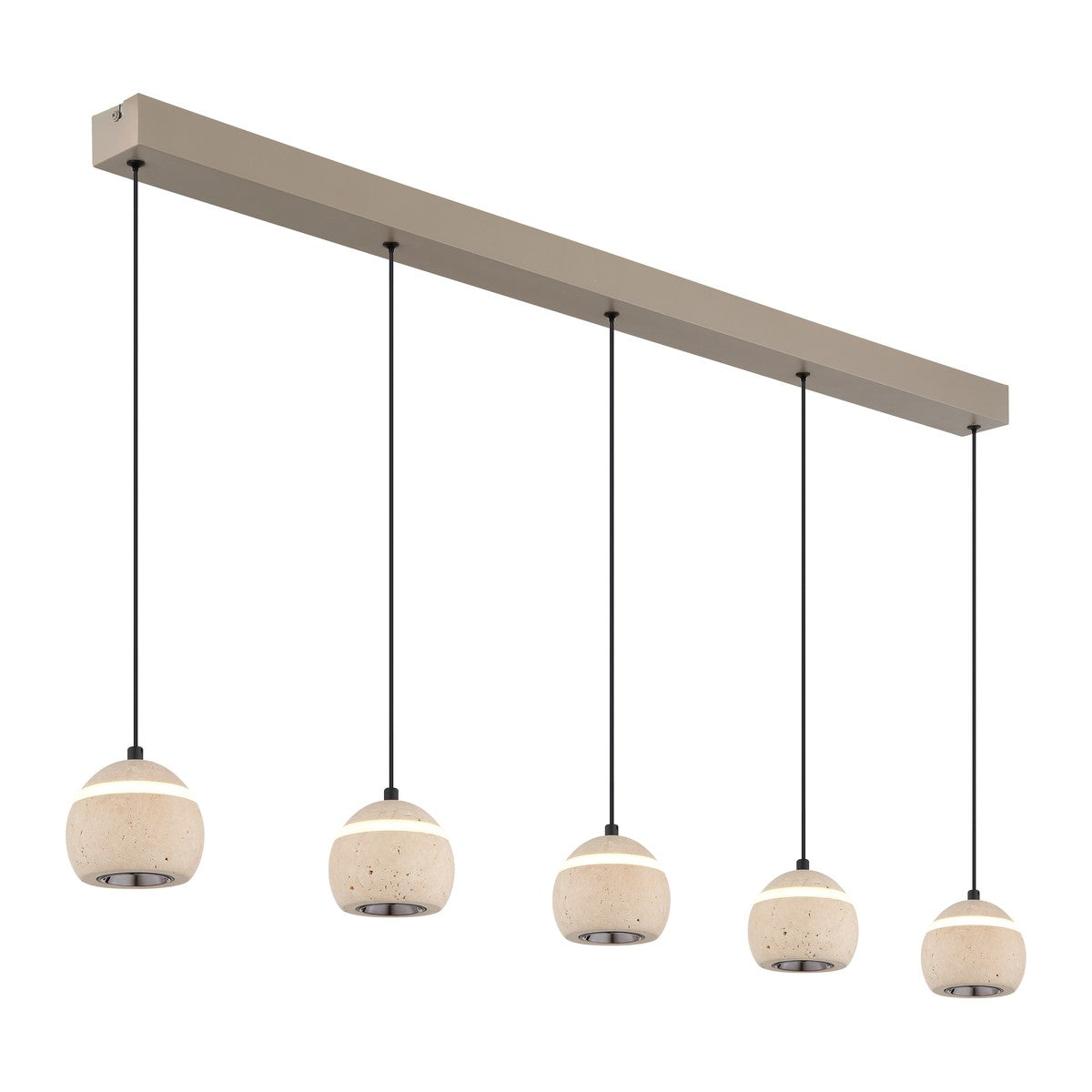Grande lampada a sospensione LED in travertino color sabbia