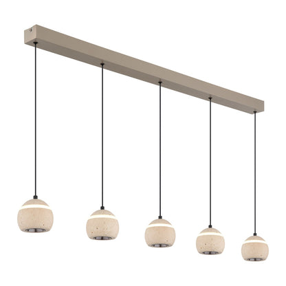Grande lampada a sospensione LED in travertino color sabbia