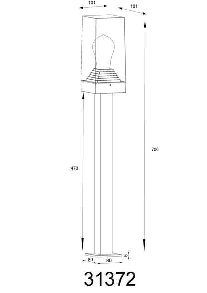 Zwarte aluminium staande buitenlamp met transparante kubuskap – afbeelding 10