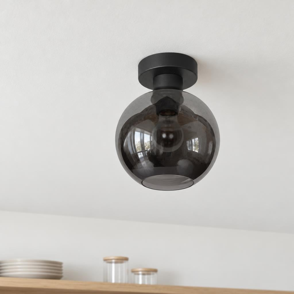 Svart taklampa i glas Steinhauer Bloeba – miljöbild