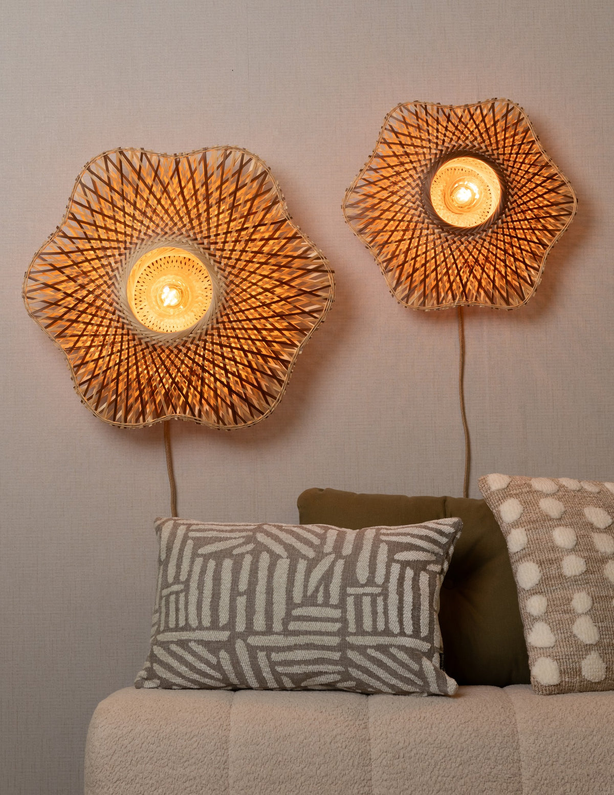 Lampada da parete in bambù naturale e marrone GOOD&MOJO Madura – disegno con le misure