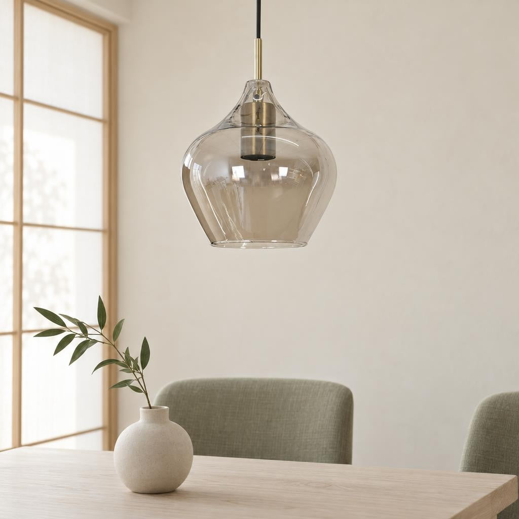 Light & Living Rakel függőlámpa füstüveggel, bronzszínben – hangulatkép