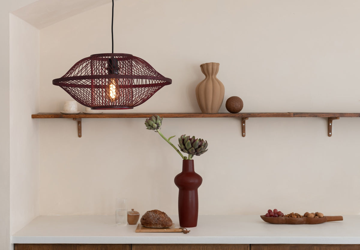 Bordeauxrode bamboe hanglamp met open vlechtwerk Ø50 cm GOOD&MOJO Maui – afbeelding 4