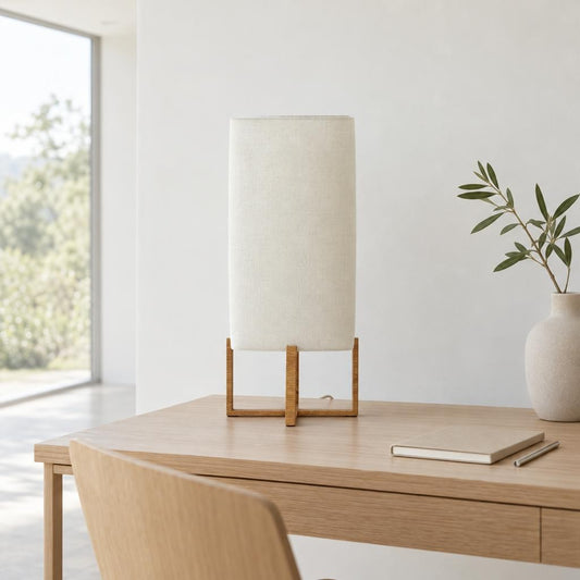 Lampa stołowa Japandi z tekstylnym abażurem Light & Living Wyn – zdjęcie aranżacyjne