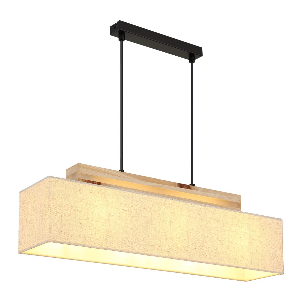 Lampada a sospensione moderna nera in lino a 3 luci