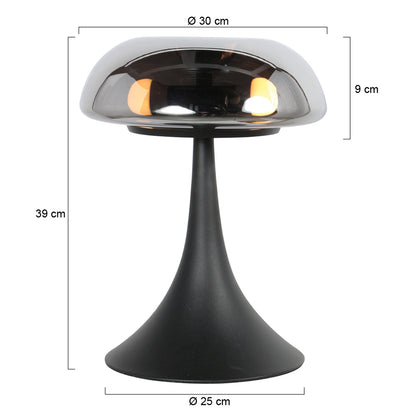Čierna stolná lampa so zadným zrkadlovým sklom a dvoma svetelnými bodmi Steinhauer Ancilla – rozmerový nákres