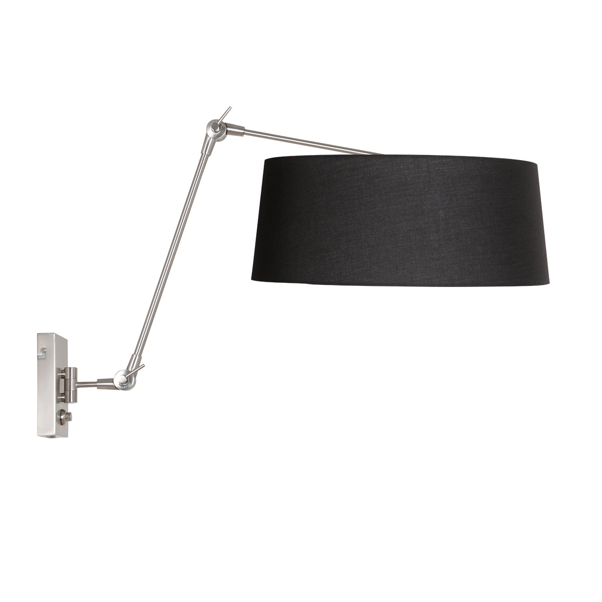staalkleurige-wandlamp-met-zwarte-linnen-kap-steinhauer-prestige-chic-main-image