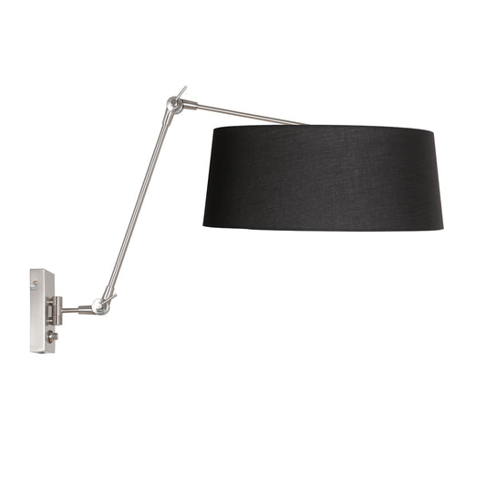 staalkleurige-wandlamp-met-zwarte-linnen-kap-steinhauer-prestige-chic-main-image