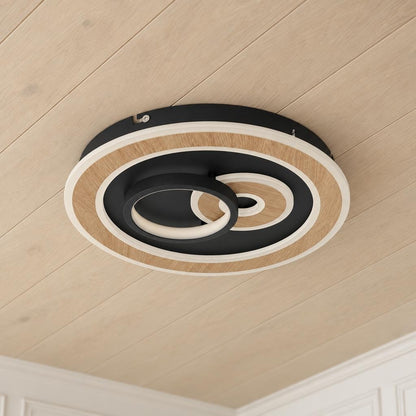 Plafon LED Preto Obolg Chessy Ø40 cm com Comando – fotografia de ambiente