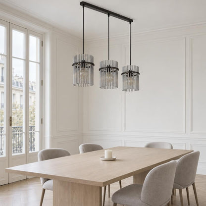 Candeeiro Suspenso GORLEY Preto com Vidro Fumado – fotografia de ambiente