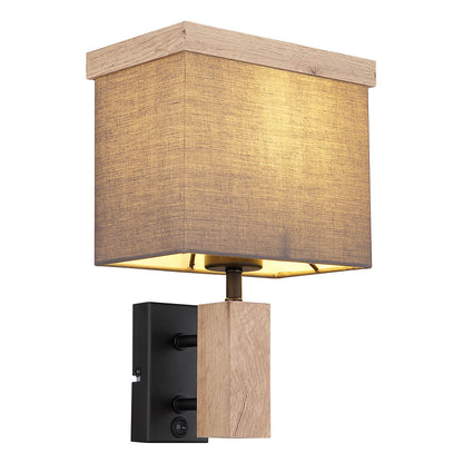 landelijke-metalen-houten-zwarte-wandlamp-globo-ossi-main-image