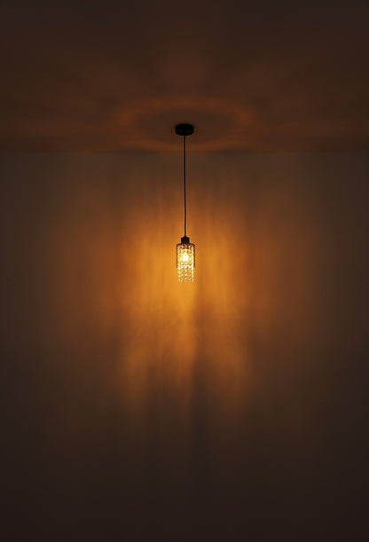 Zwarte metalen plafondlamp met drie rookglazen kokers en kristallen hangers – afbeelding 2