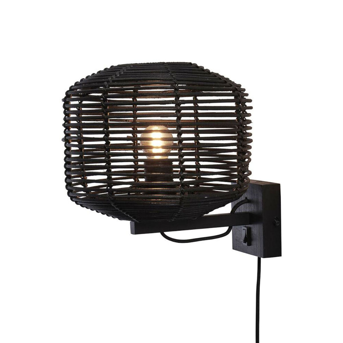 wandlamp-rond-bohemian-zwart-rotan-good-mojo-tanami-main-image