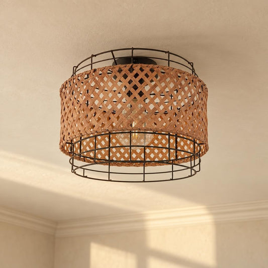 Okrúhle stropné svietidlo Obolg Gina v boho štýle – fotografia v interiéri