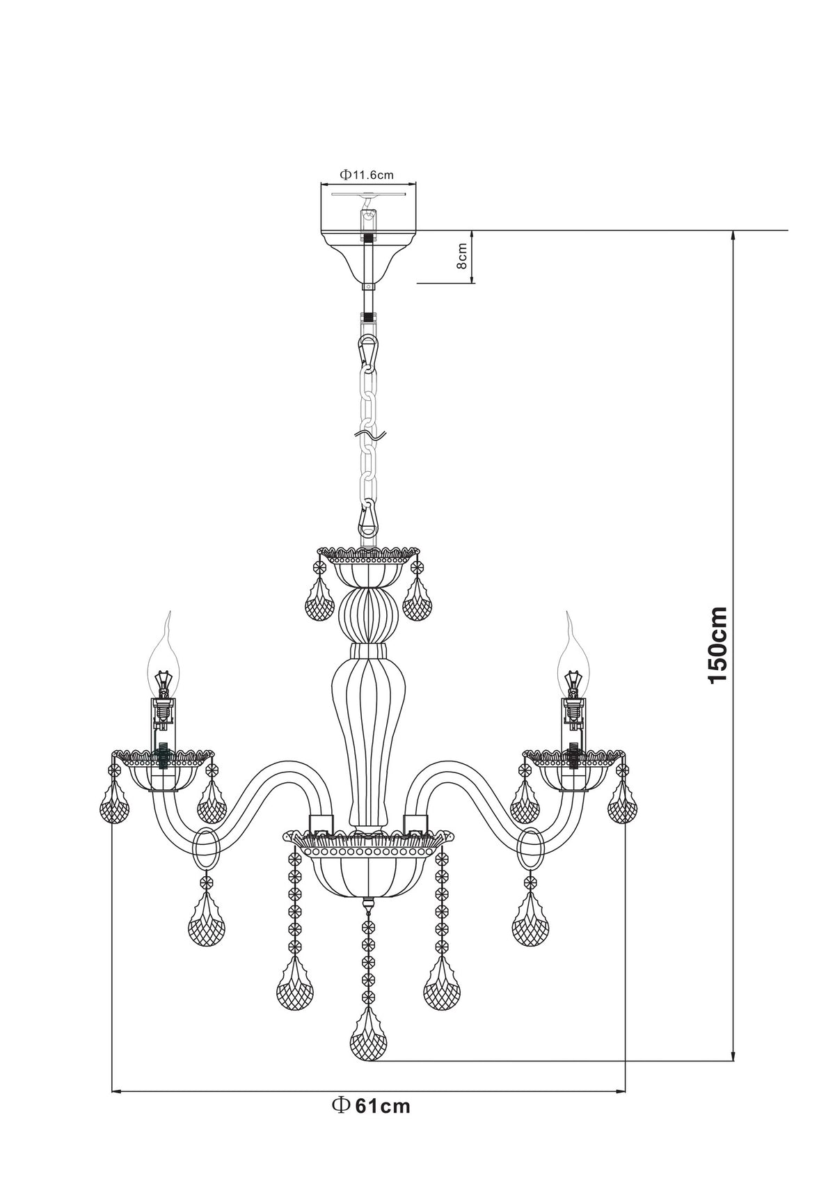 Piccola chandelier bianca in vetro – immagine 5