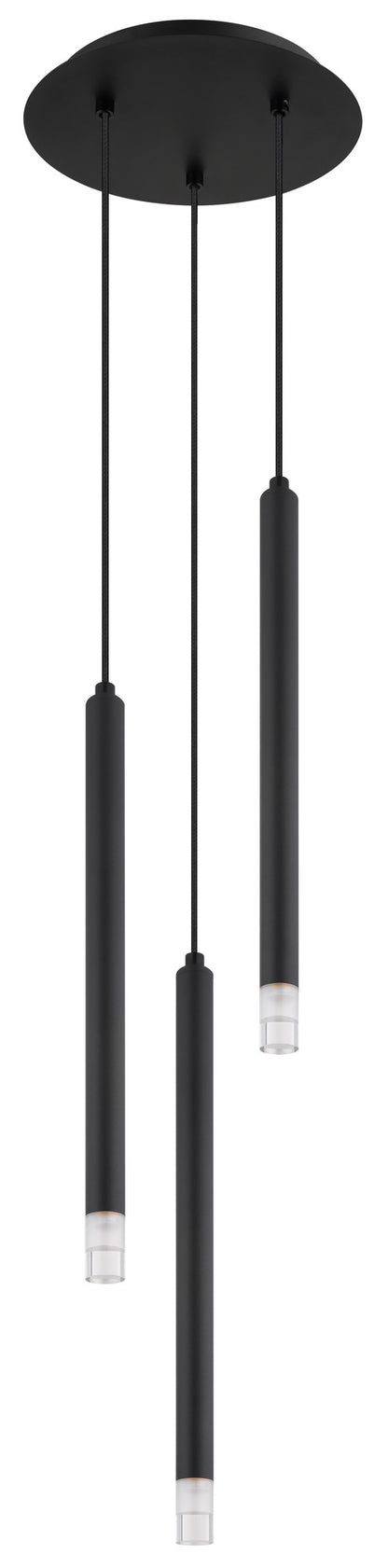Zwarte metalen hanglamp met drie pendels – afbeelding 1