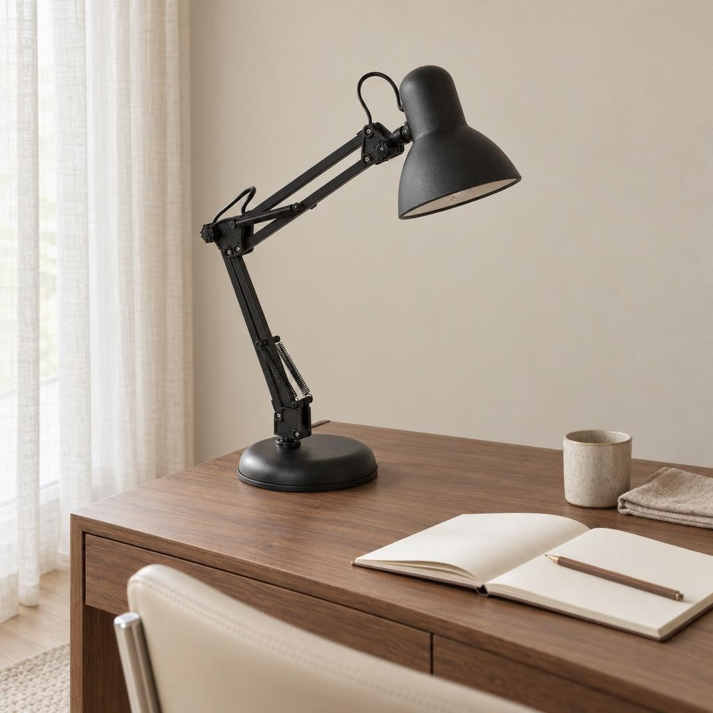 Mexlite Study flexibel svart bordslampa – miljöbild