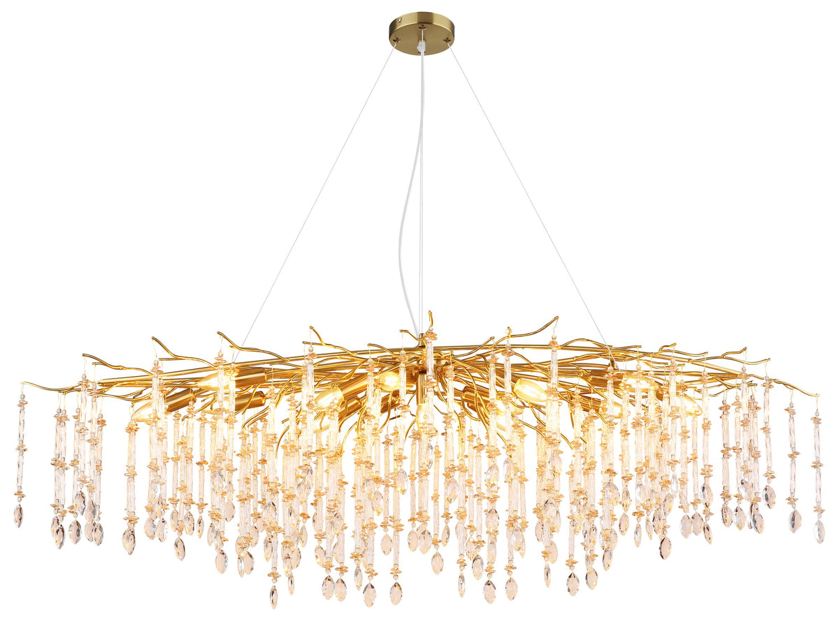 Lampadario extra large in cristallo dorato – immagine 2