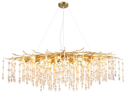 Lampadario extra large in cristallo dorato – immagine 2
