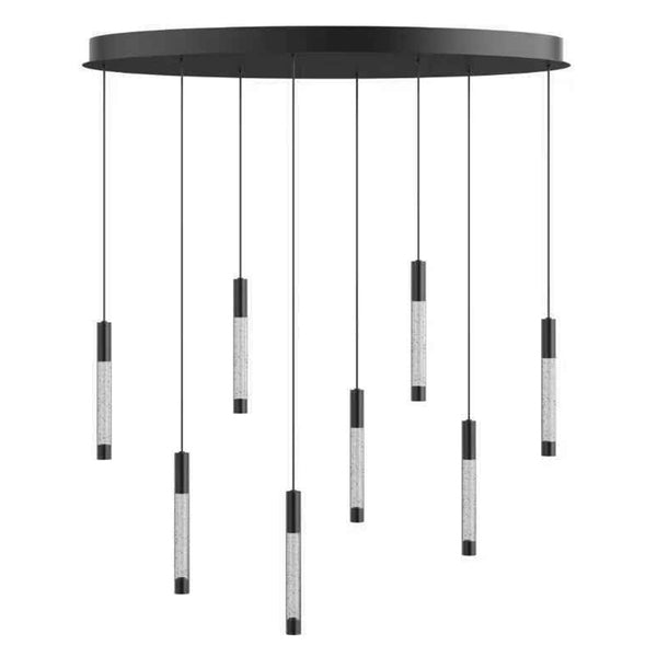 Candeeiro suspenso oval preto Alisio, 8 luzes