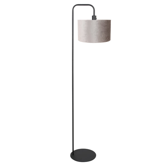 zwarte-vloerlamp-met-grijs-taupe-velours-kap-mexlite-forma-main-image