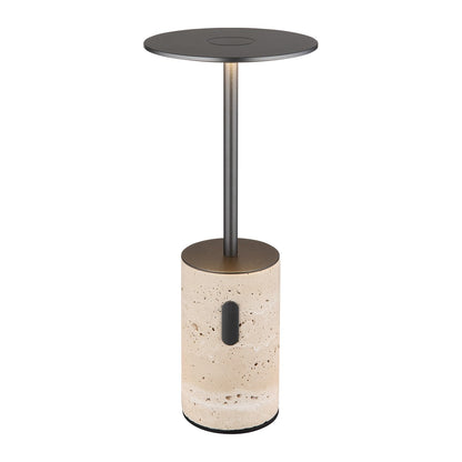 Lampada da tavolo LED in travertino grigio di medie dimensioni