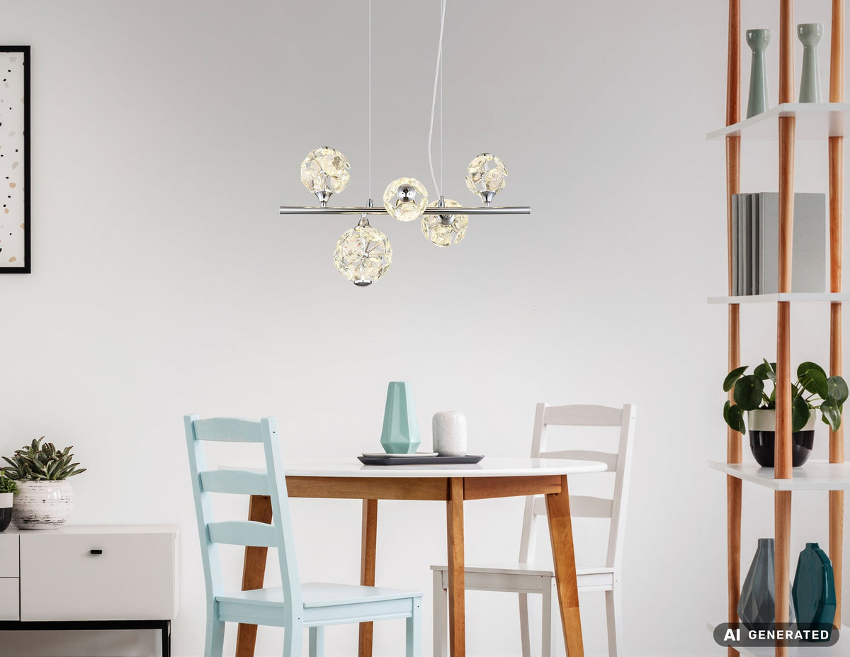 Lampada a sospensione LED in cristallo cromato elegante – immagine 5