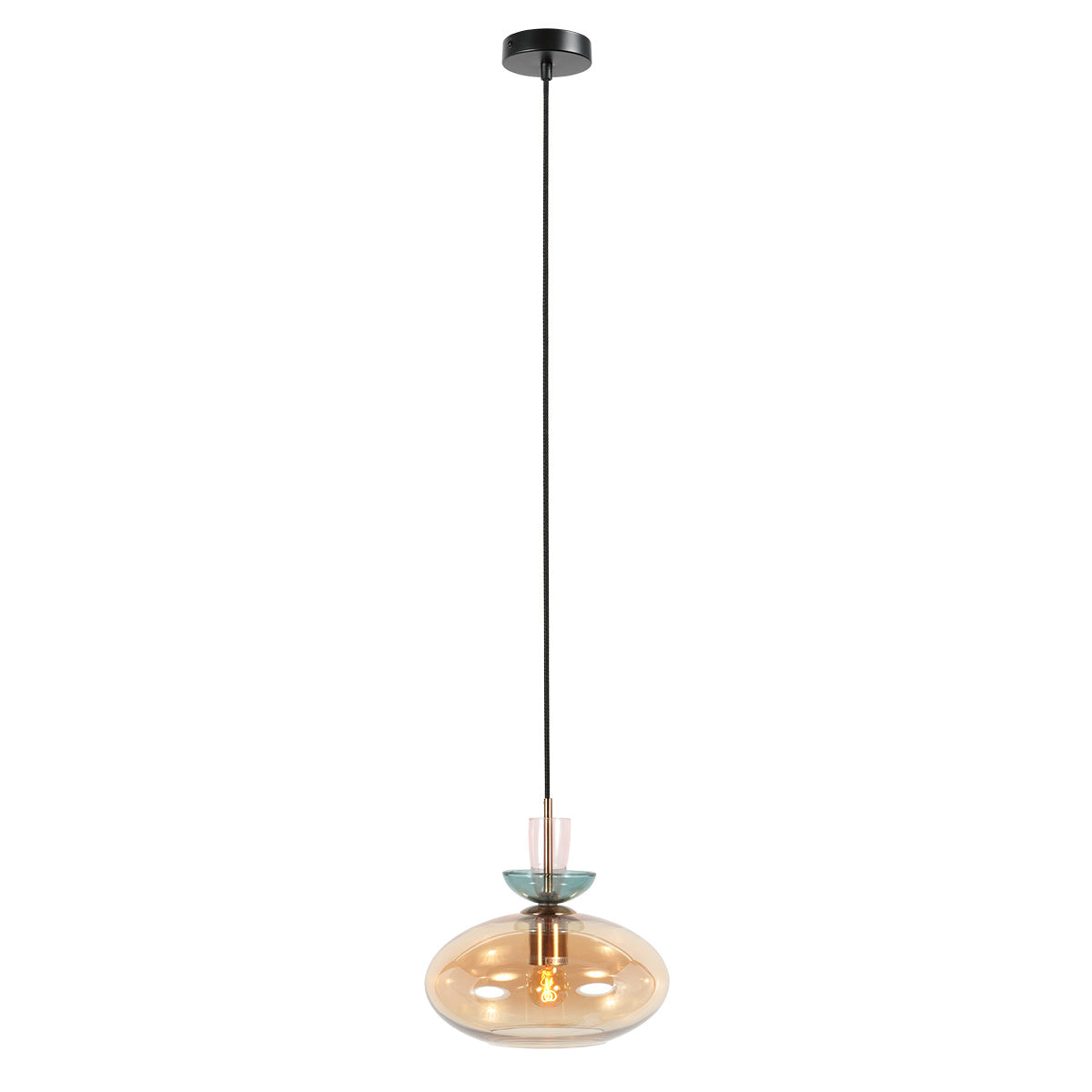 Luminária de pendente em vidro marrom com detalhes coloridos Anne Light Malboo – imagem 1