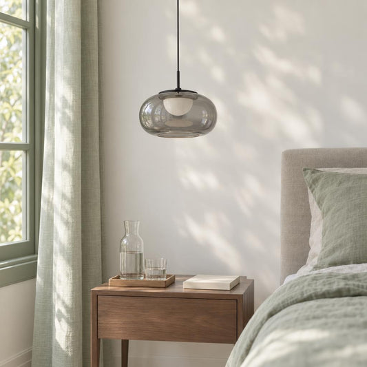 Quintara Modern Smoked Glass Pendant Light – lifestyle image