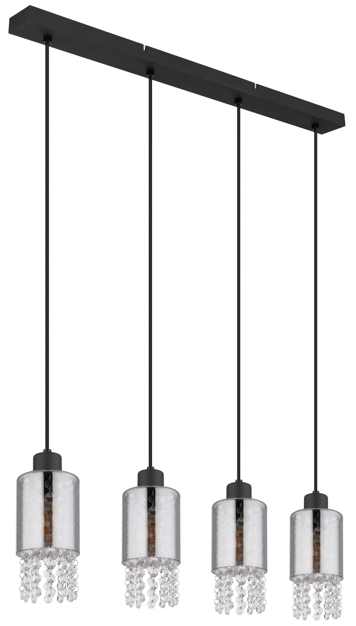 Lampadario elegante a 4 luci in vetro nero – immagine 1