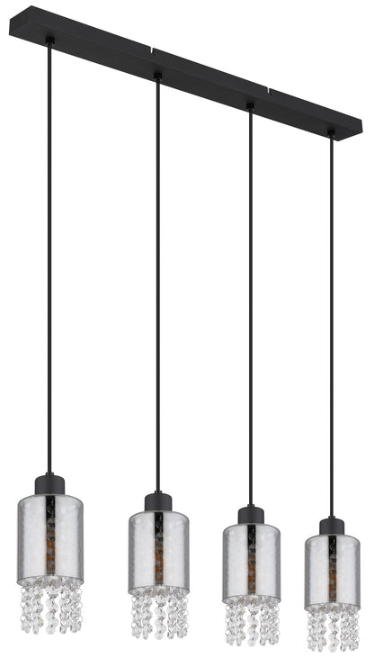 Lampadario elegante a 4 luci in vetro nero – immagine 1