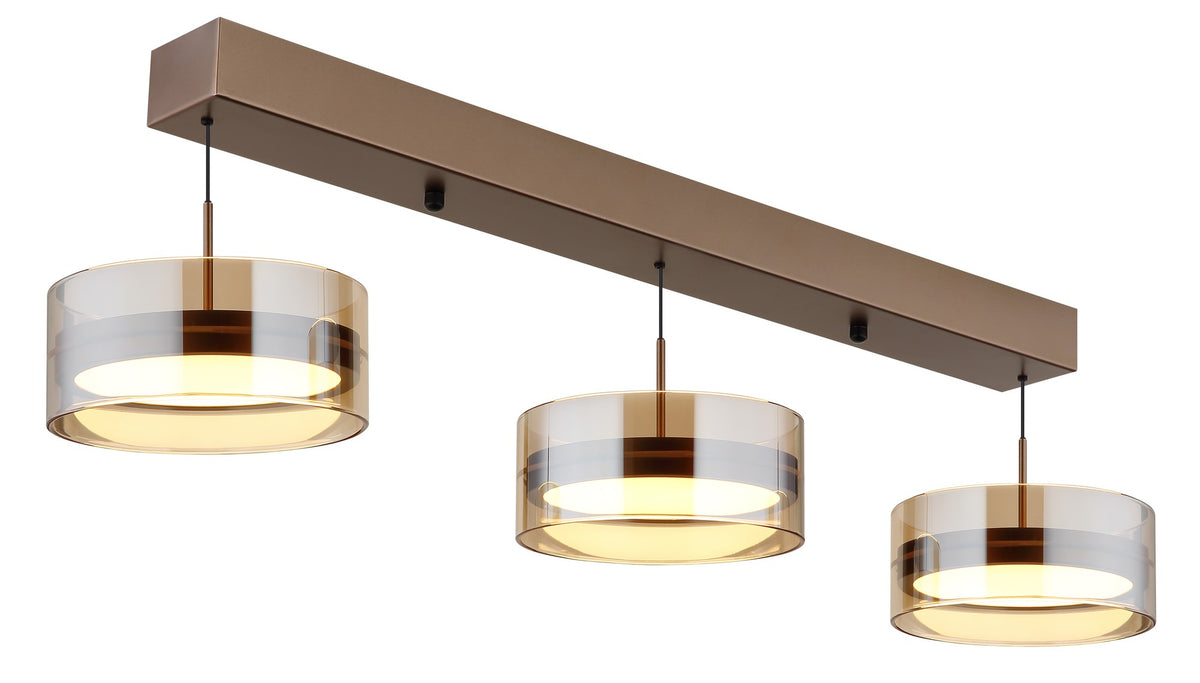Grande lâmpada de pendurar LED na cor café – desenho com dimensões