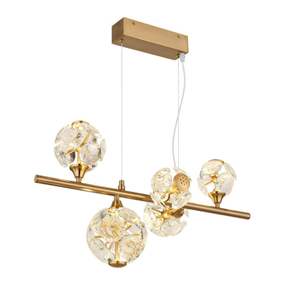 Pendente LED dourado em cristal com personalidade