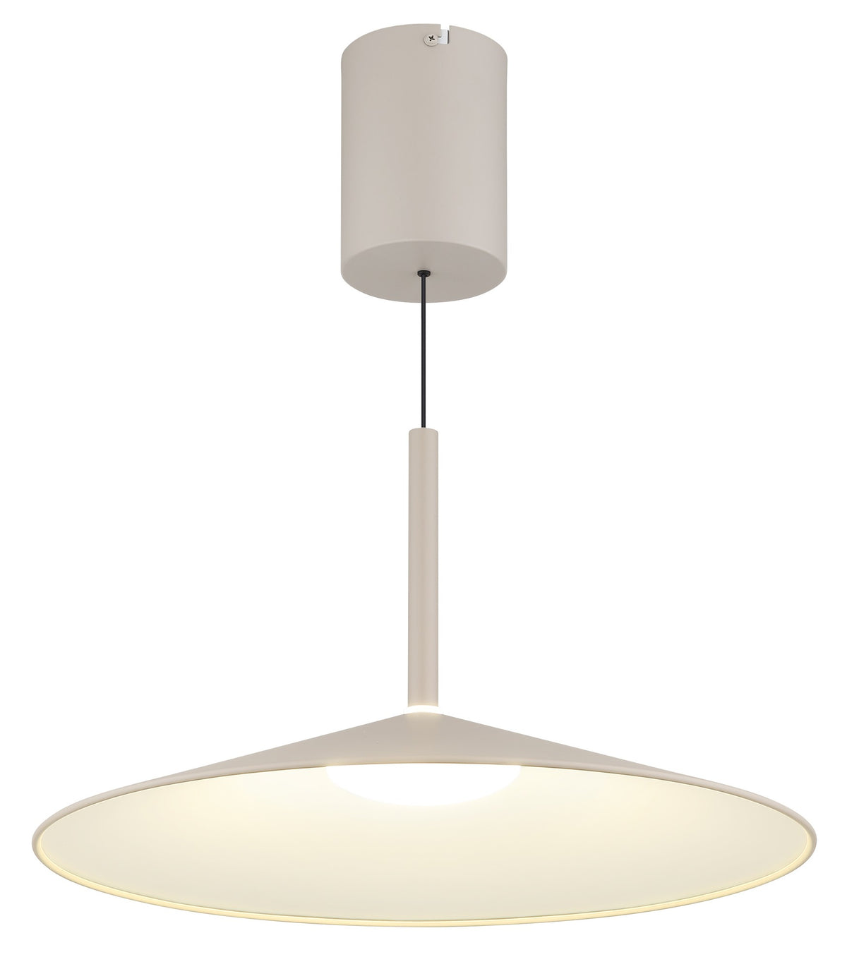 Pequena lâmpada pendente de metal em cor areia com LED – imagem 2