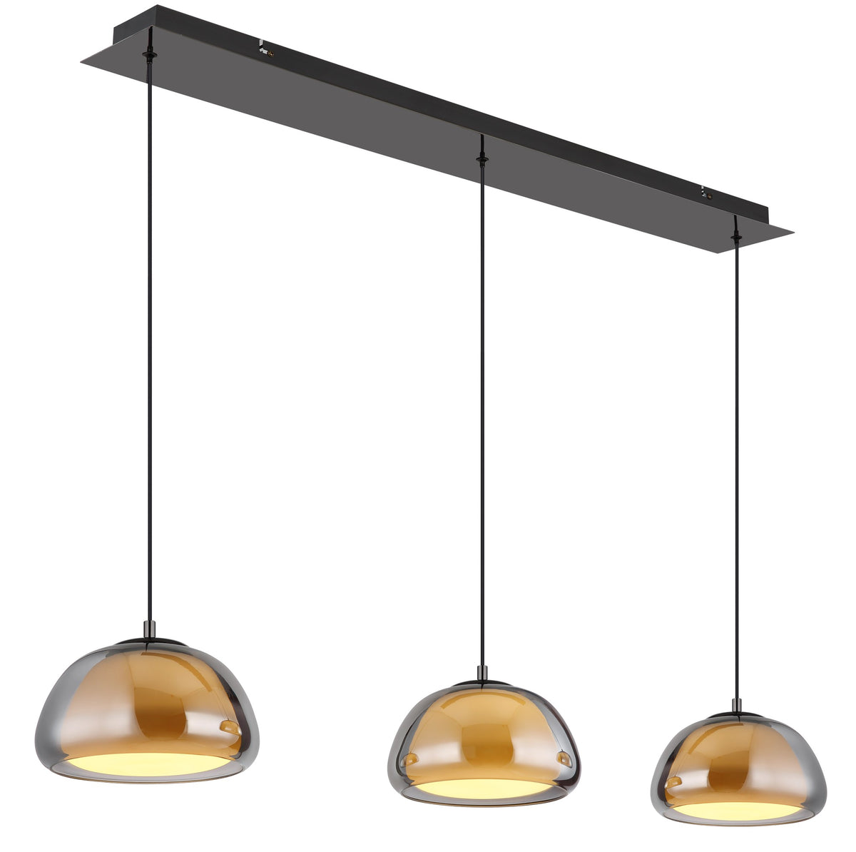 Grande lampadario LED in vetro gunmetal – disegno con le misure