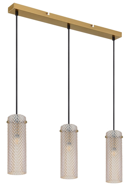 Grande lampadario a 3 luci in vetro dorato – immagine 1