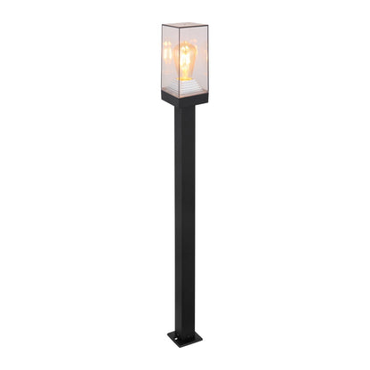 Zwarte aluminium staande buitenlamp met transparante kubuskap