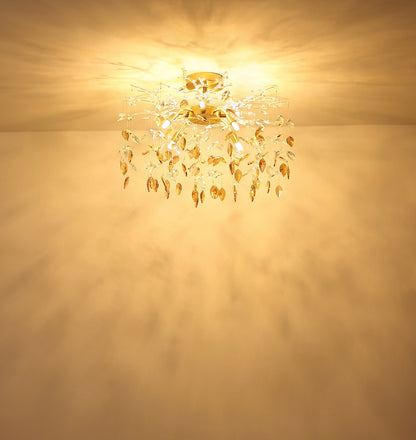 Lâmpada de teto dourada com cristal atemporal de 8 luzes – imagem 4