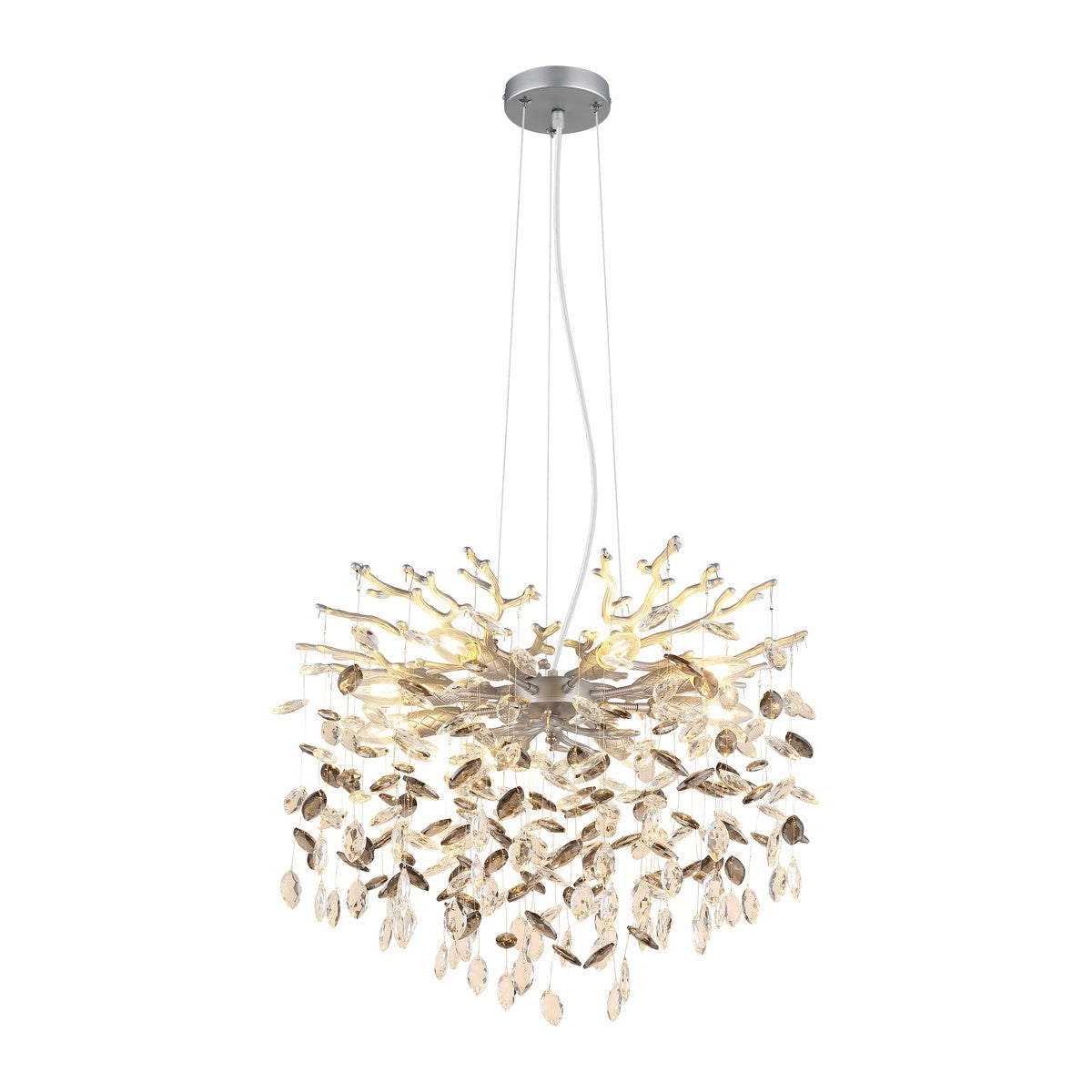 Candelabru din cristal argintiu de dimensiuni medii