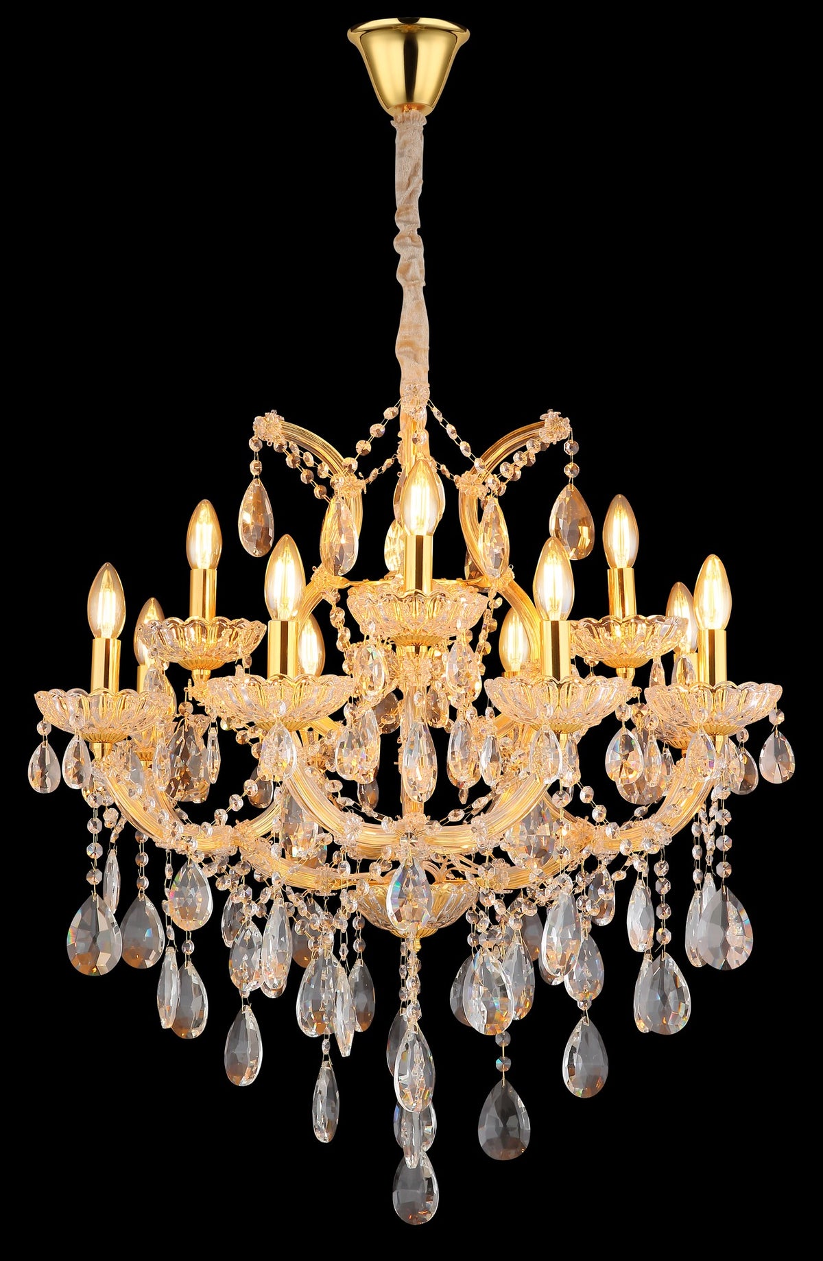 Grande candelabro de cristal dourado – imagem 3