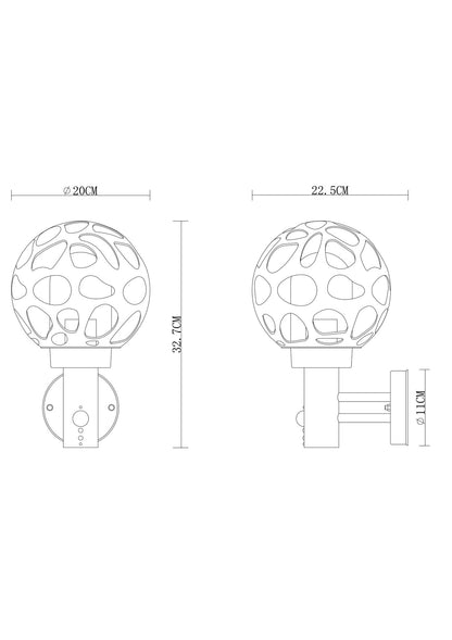Lampada da esterno in acciaio inossidabile antracite affascinante – disegno con le misure