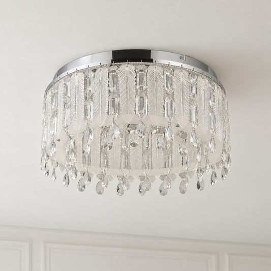 Klunka plafondlamp in chroom met kristallen hangers – sfeerbeeld