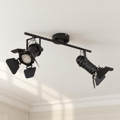 Foco de teto industrial Egon Obolg, 2 luzes, preto – fotografia de ambiente