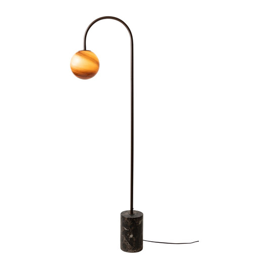 Bruine marmeren vloerlamp met glazen bol It's About RoMi Tivoli